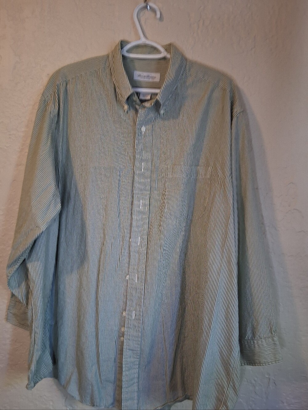 Brooks Brothers Green Stripe Cotton Button-Down Shirt 17.5 32/33